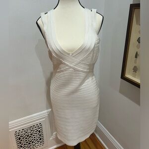 White Herve Leger Bandage Knit Dress